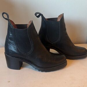 Frye Black Leather Ankle Booties